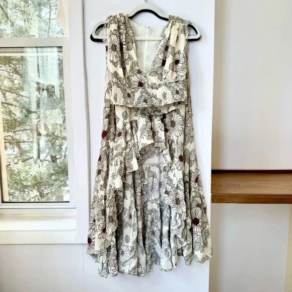 New Free People Morning Sun Set Two Piece Matching Skirt Cream Floral Small - Picture 6 of 17